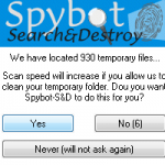 Spybot Confirmation of Scan option